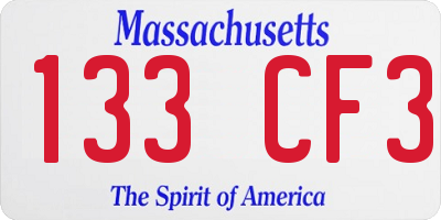 MA license plate 133CF3