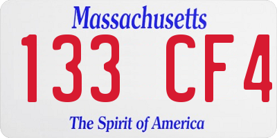MA license plate 133CF4