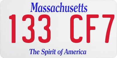MA license plate 133CF7