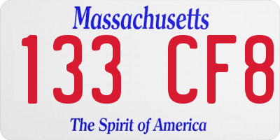 MA license plate 133CF8