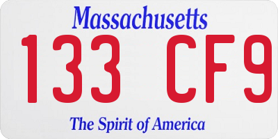 MA license plate 133CF9