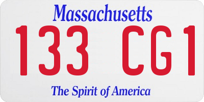 MA license plate 133CG1