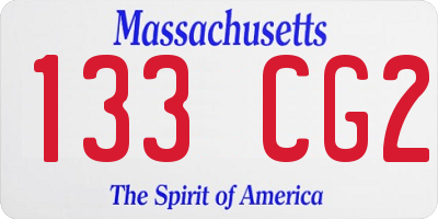 MA license plate 133CG2