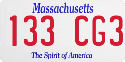MA license plate 133CG3