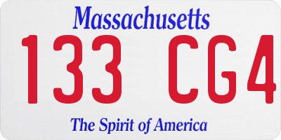 MA license plate 133CG4