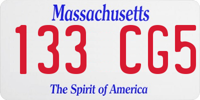 MA license plate 133CG5