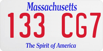 MA license plate 133CG7