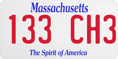 MA license plate 133CH3