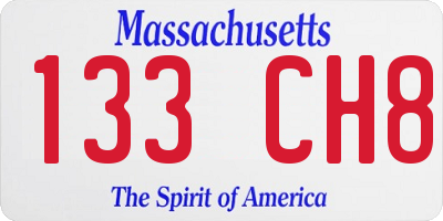 MA license plate 133CH8