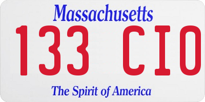 MA license plate 133CI0