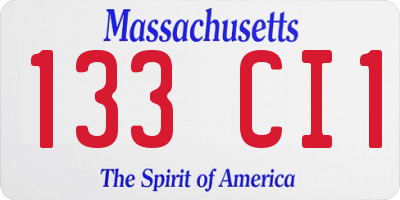 MA license plate 133CI1