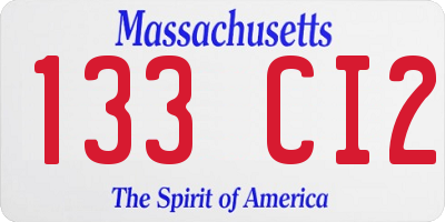 MA license plate 133CI2