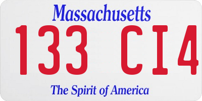 MA license plate 133CI4
