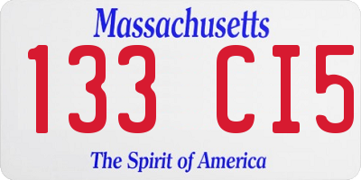 MA license plate 133CI5