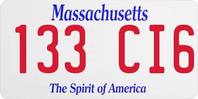 MA license plate 133CI6