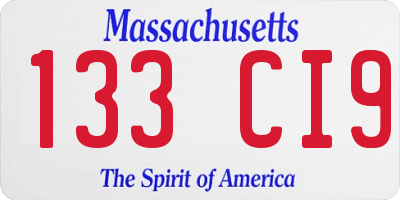 MA license plate 133CI9