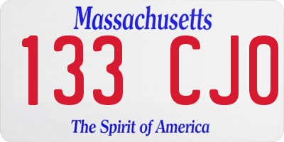 MA license plate 133CJ0