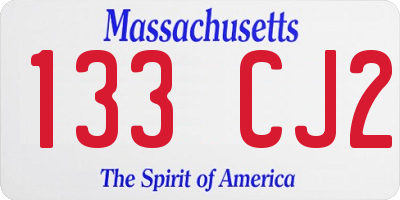 MA license plate 133CJ2