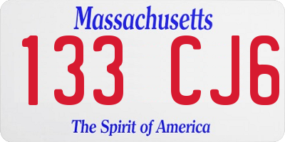 MA license plate 133CJ6