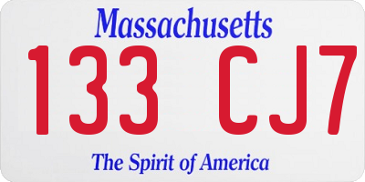 MA license plate 133CJ7