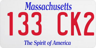 MA license plate 133CK2