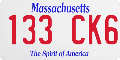 MA license plate 133CK6