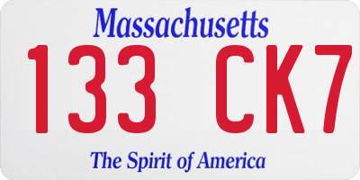 MA license plate 133CK7