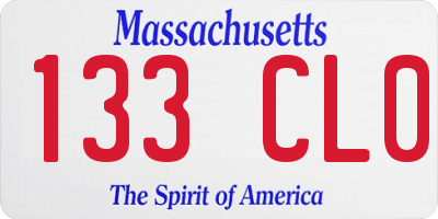 MA license plate 133CL0