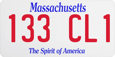 MA license plate 133CL1