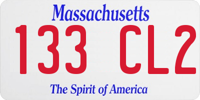 MA license plate 133CL2