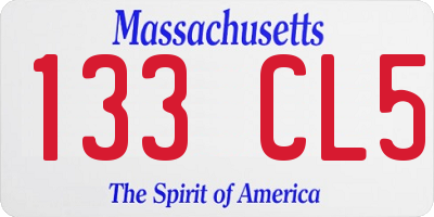 MA license plate 133CL5