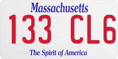 MA license plate 133CL6
