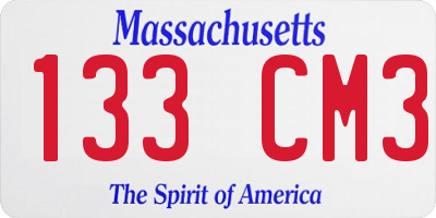MA license plate 133CM3