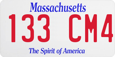 MA license plate 133CM4