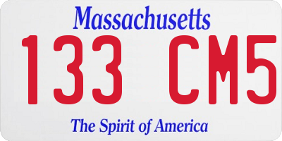 MA license plate 133CM5