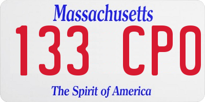 MA license plate 133CP0