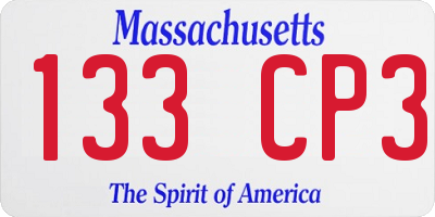 MA license plate 133CP3