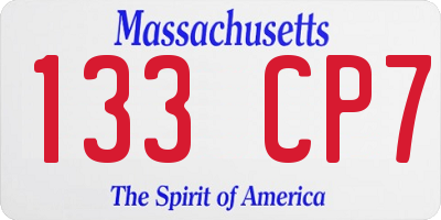 MA license plate 133CP7