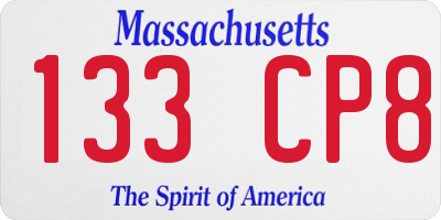 MA license plate 133CP8