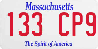 MA license plate 133CP9