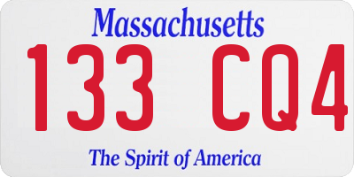 MA license plate 133CQ4