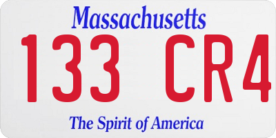MA license plate 133CR4