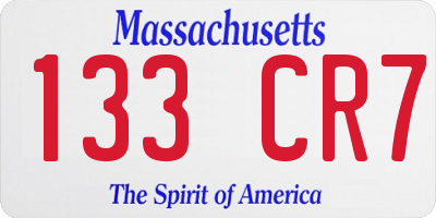 MA license plate 133CR7