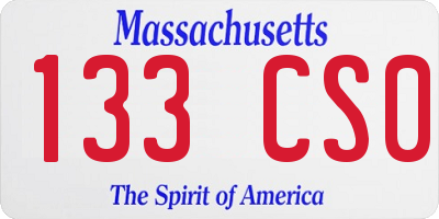 MA license plate 133CS0