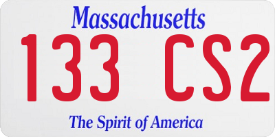 MA license plate 133CS2
