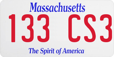 MA license plate 133CS3