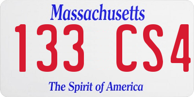 MA license plate 133CS4