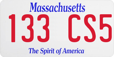 MA license plate 133CS5