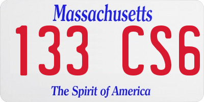 MA license plate 133CS6