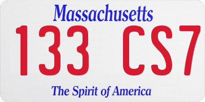 MA license plate 133CS7